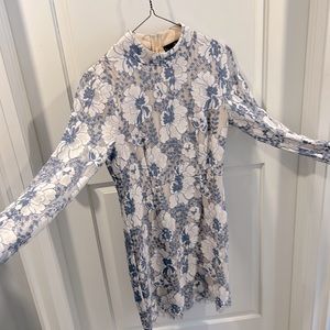 Size 6 - Medium - Long Sleeve Missguided blue and white dress